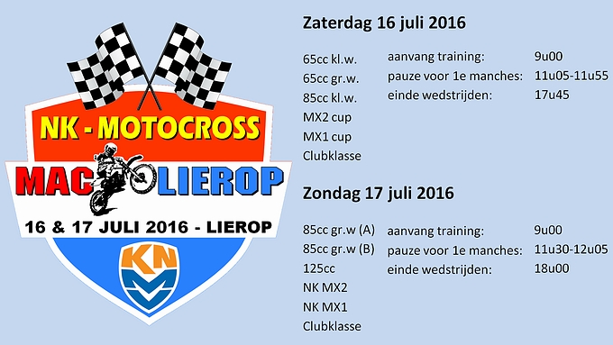 KNMV NK Motocross MAC Lierop 16 en 17 juli 2016